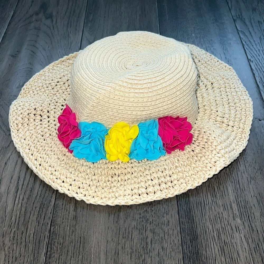 Koala kids floral floppy straw like beach hat